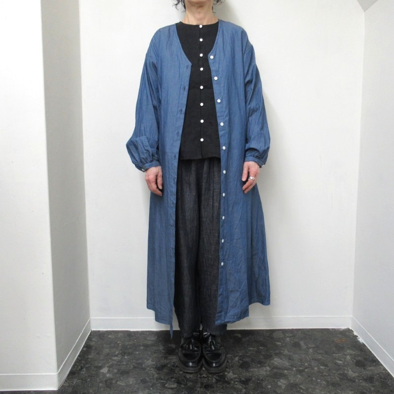 ina  布ベルト付き前開きワンピース /LBL71 【日本製】